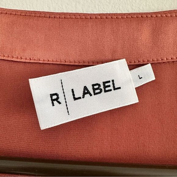 R Label Sleeveless Satin Top Blouse Relaxed Fit Rust Color Women’s L - Picture 3 of 7